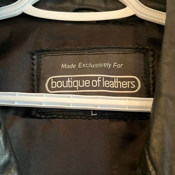 Vintage 90s black leather jacket double breasted - Picture 6 of 9